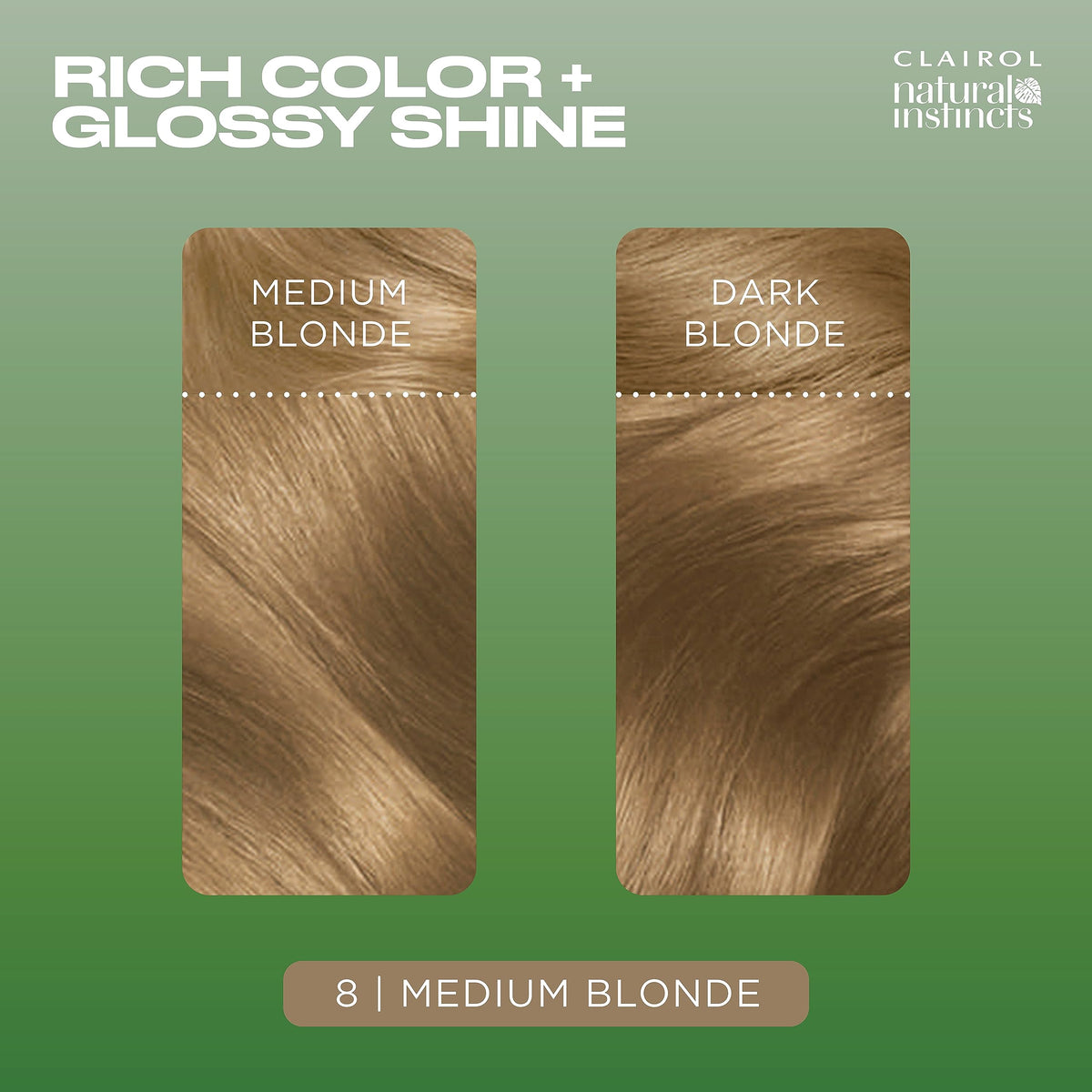 Swatch of 8 Medium Blonde hair dye on a white background