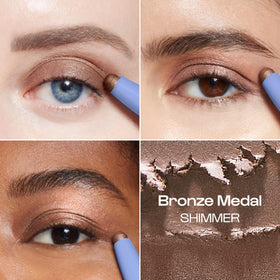 Swatch of ALLEYOOP Brown Shimmer eyeshadow on skin