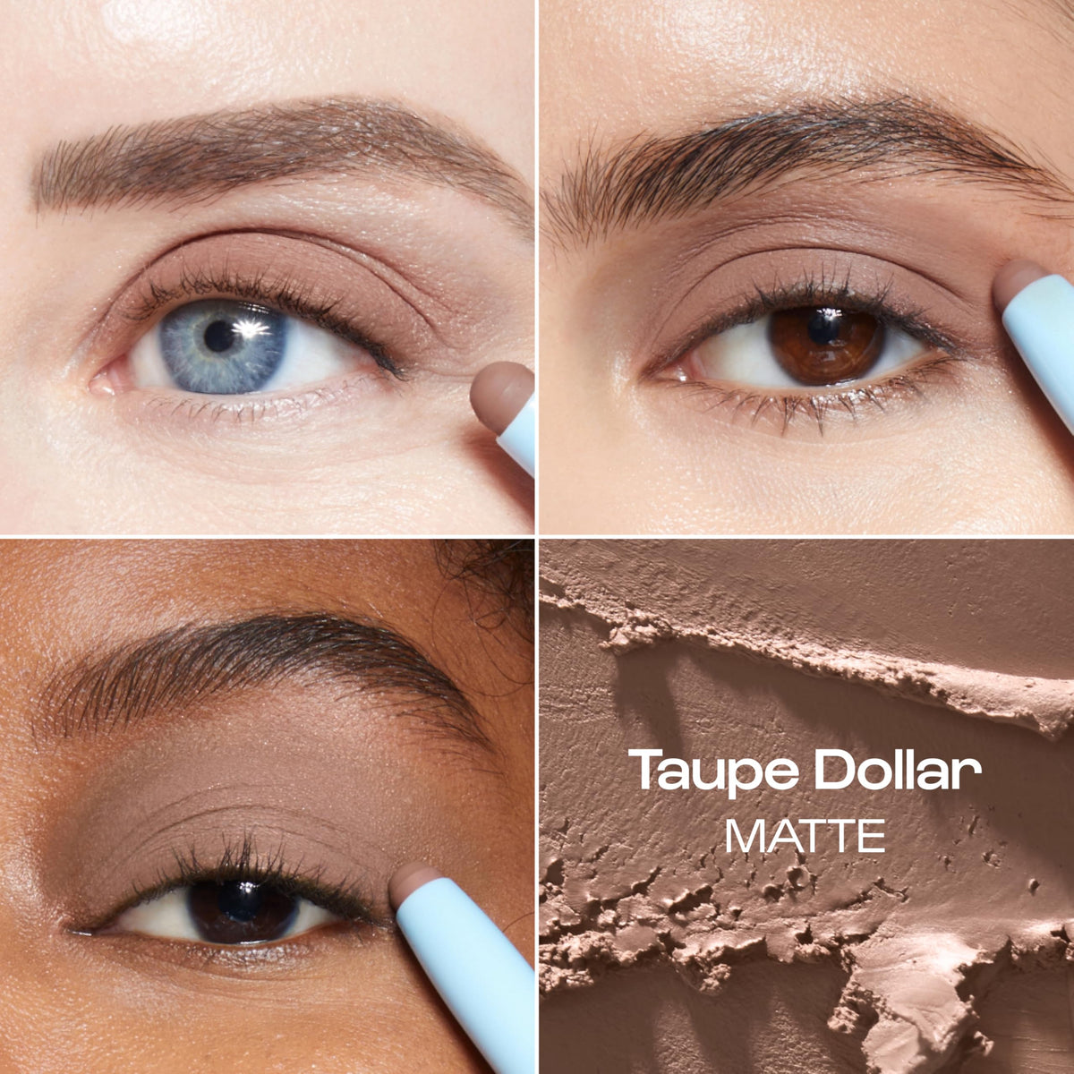 Swatch of ALLEYOOP Taupe Matte Cream Eyeshadow on skin