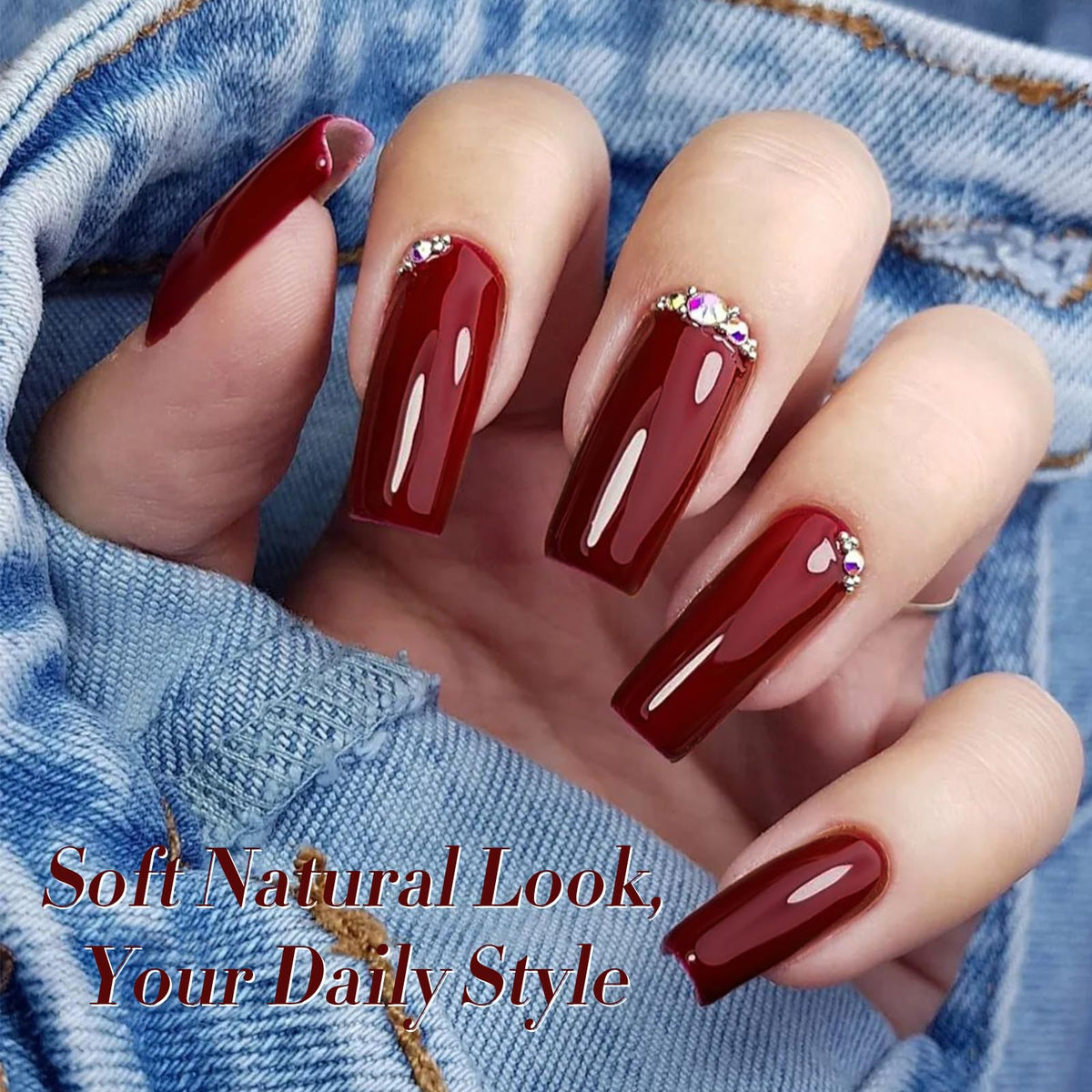 Swatch of Born Pretty Burgundy Gel Nail Polish on nails