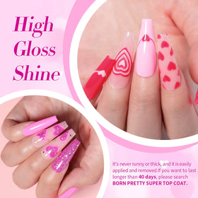 Swatch of Born Pretty hot pink gel nail polish on nails