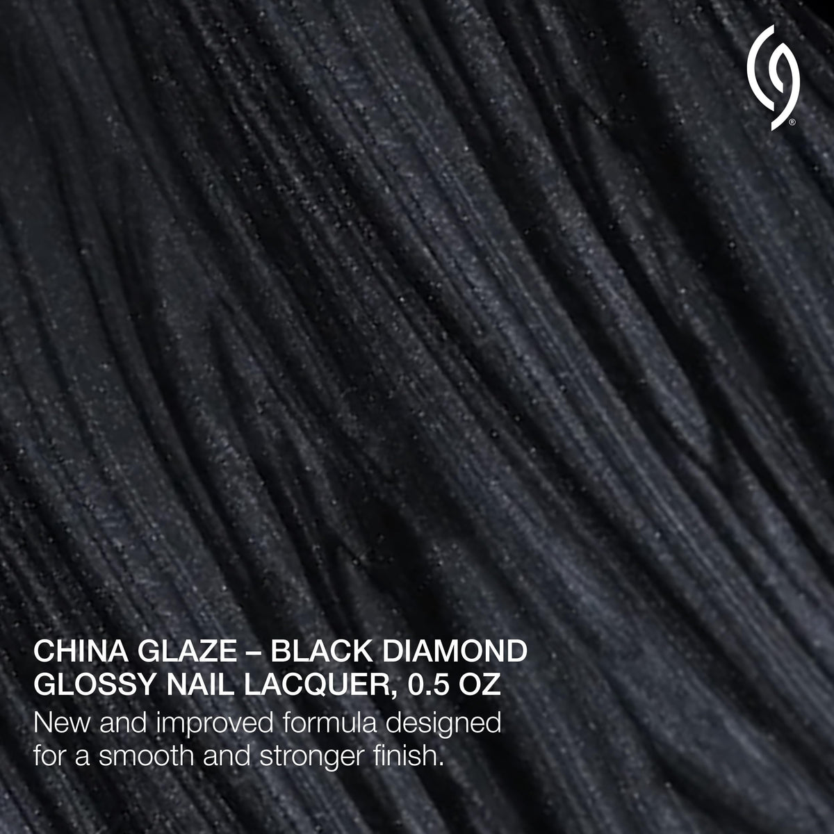 Swatch of China Glaze Black Diamond Nail Lacquer on nails