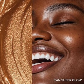 Swatch of Elizabeth Mott Glow support Tan on skin