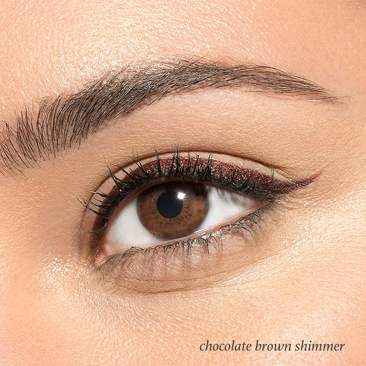 Swatch of Julep Chocolate Brown Shimmer Eyeliner on skin
