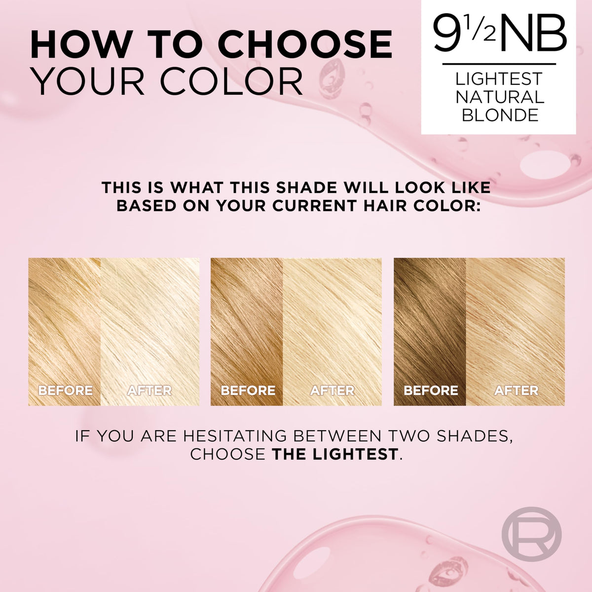 Swatch of L'Oreal Paris Excellence Crème Hair Dye 9.5NB on hair