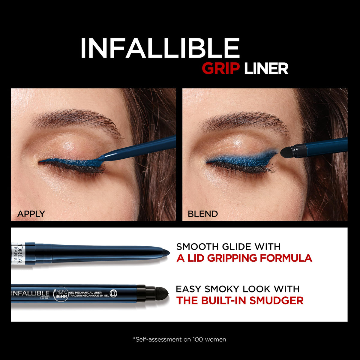 Swatch of L'Oreal Paris Infallible Grip Gel Eyeliner in Blue Jersey