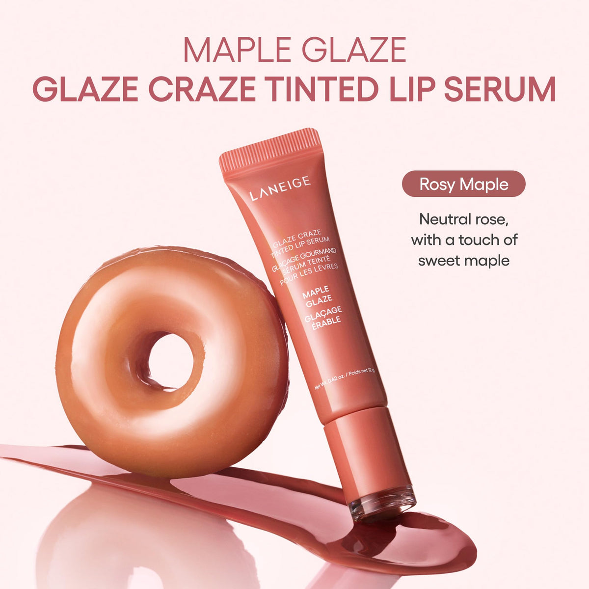 Swatch of LANEIGE Glaze Craze Tinted Lip Serum Maple Glaze on skin