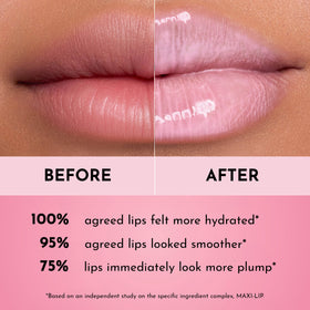 Swatch of Lawless Lip Plumping Gloss Strawberry Milkshake on skin