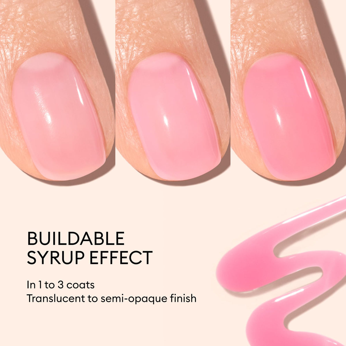 Swatch of Manucurist Pink Sorbet Green Jelly Nail Polish on nails