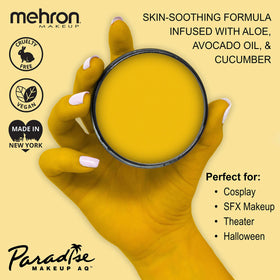 Swatch of Mehron Makeup Paradise AQ Yellow Body Paint on skin