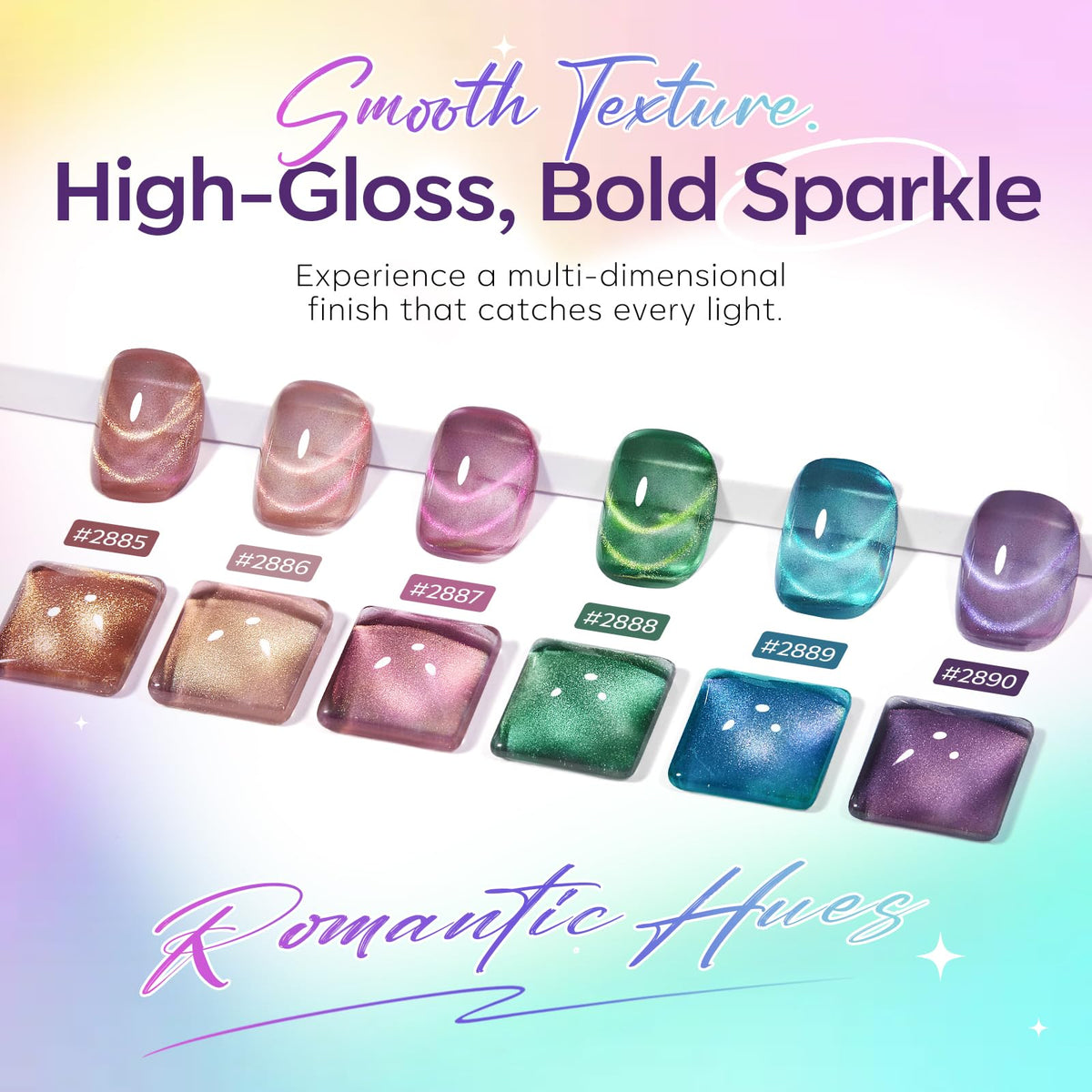 Swatch of modelones Cat Eye Gel Nail Polish over dark base