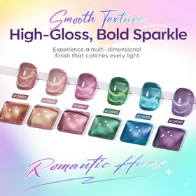 Swatch of modelones Cat Eye Gel Nail Polish over dark base