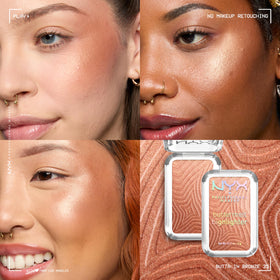 Swatch of NYX Buttermelt Highlighter on skin