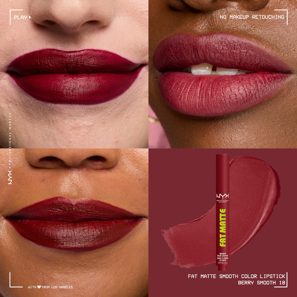 Swatch of NYX Fat Matte Lipstick Berry Smooth on skin