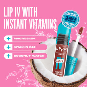 Swatch of NYX Lip IV Hydrating Glossy Lip Stain in Drippin' Nude