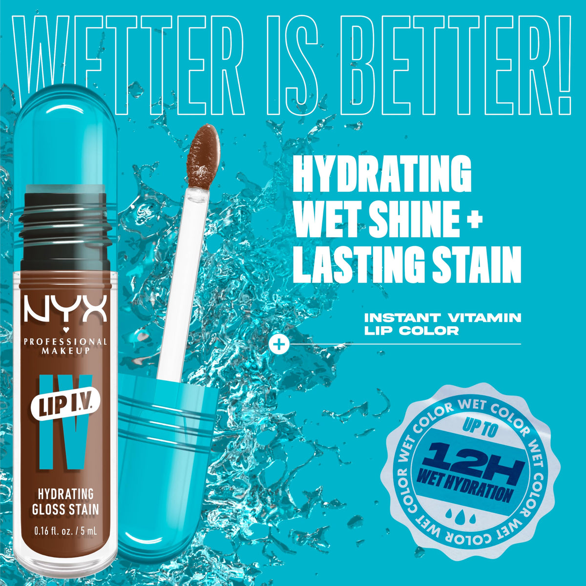 Swatch of NYX Lip IV Hydrating Glossy Lip Stain in Splash N Spice