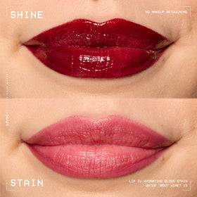 Swatch of NYX Lip IV Hydrating Glossy Lip Stain Water Bout Wine on skin