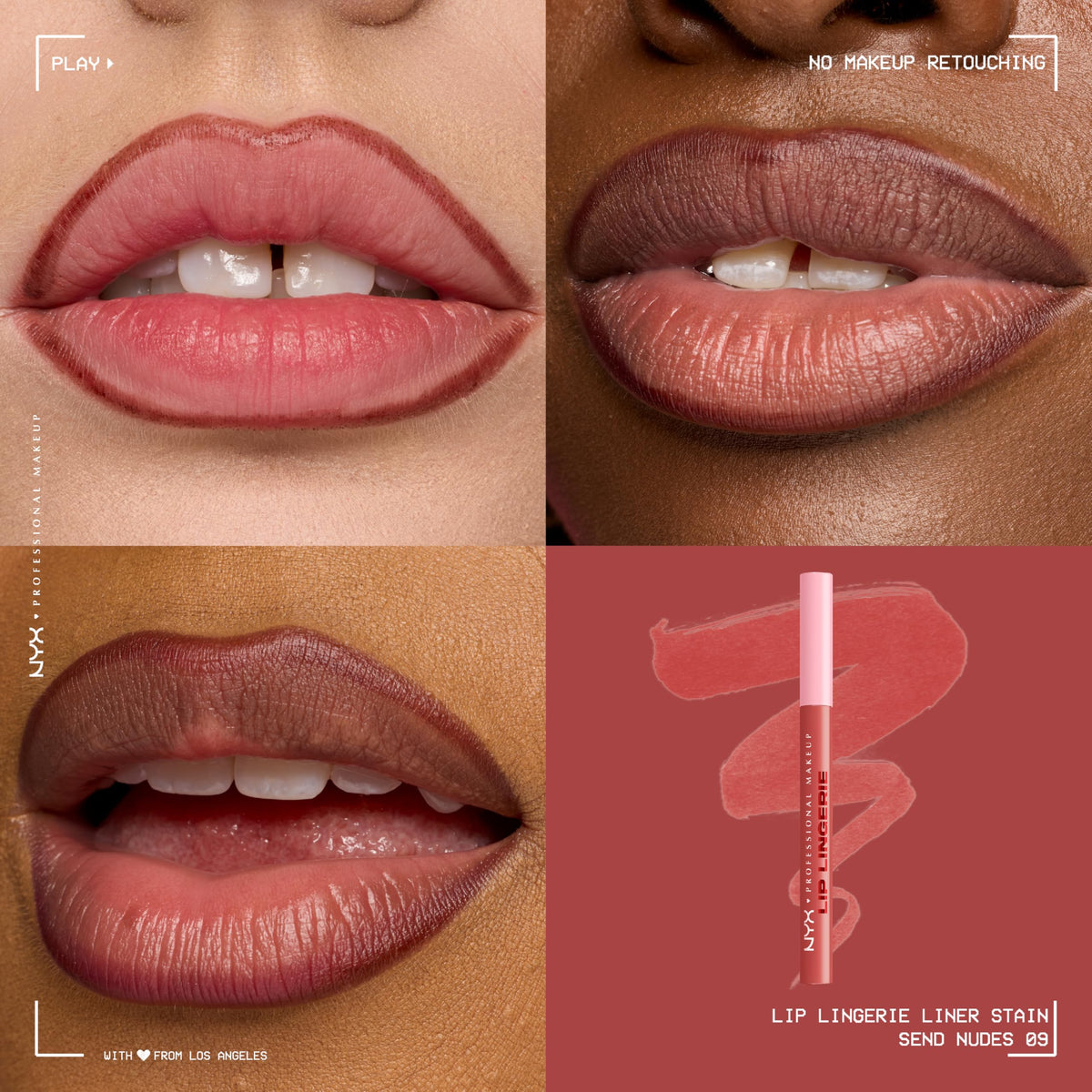 Swatch of NYX Lip Lingerie Sculpting Lip Liner Stain on skin