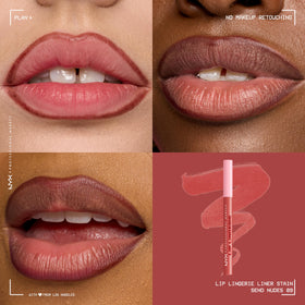 Swatch of NYX Lip Lingerie Sculpting Lip Liner Stain on skin