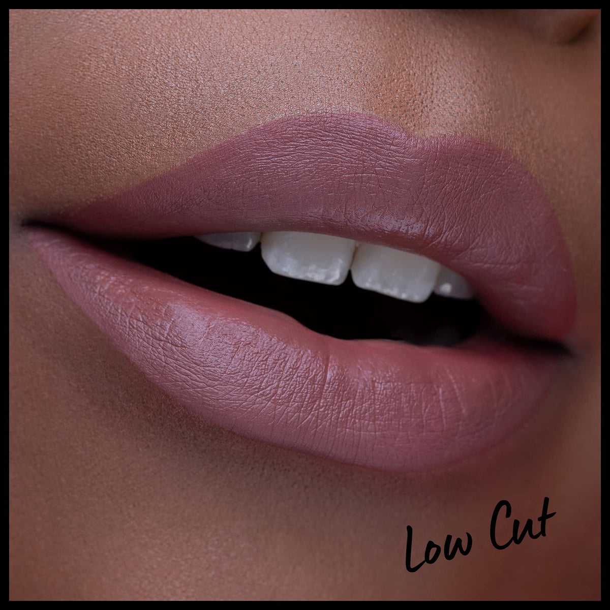 Swatch of NYX Lip Lingerie XXL Matte Liquid Lipstick in Low Cut on skin