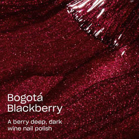 Swatch of OPI Bogotá Blackberry Nail Lacquer on a white background