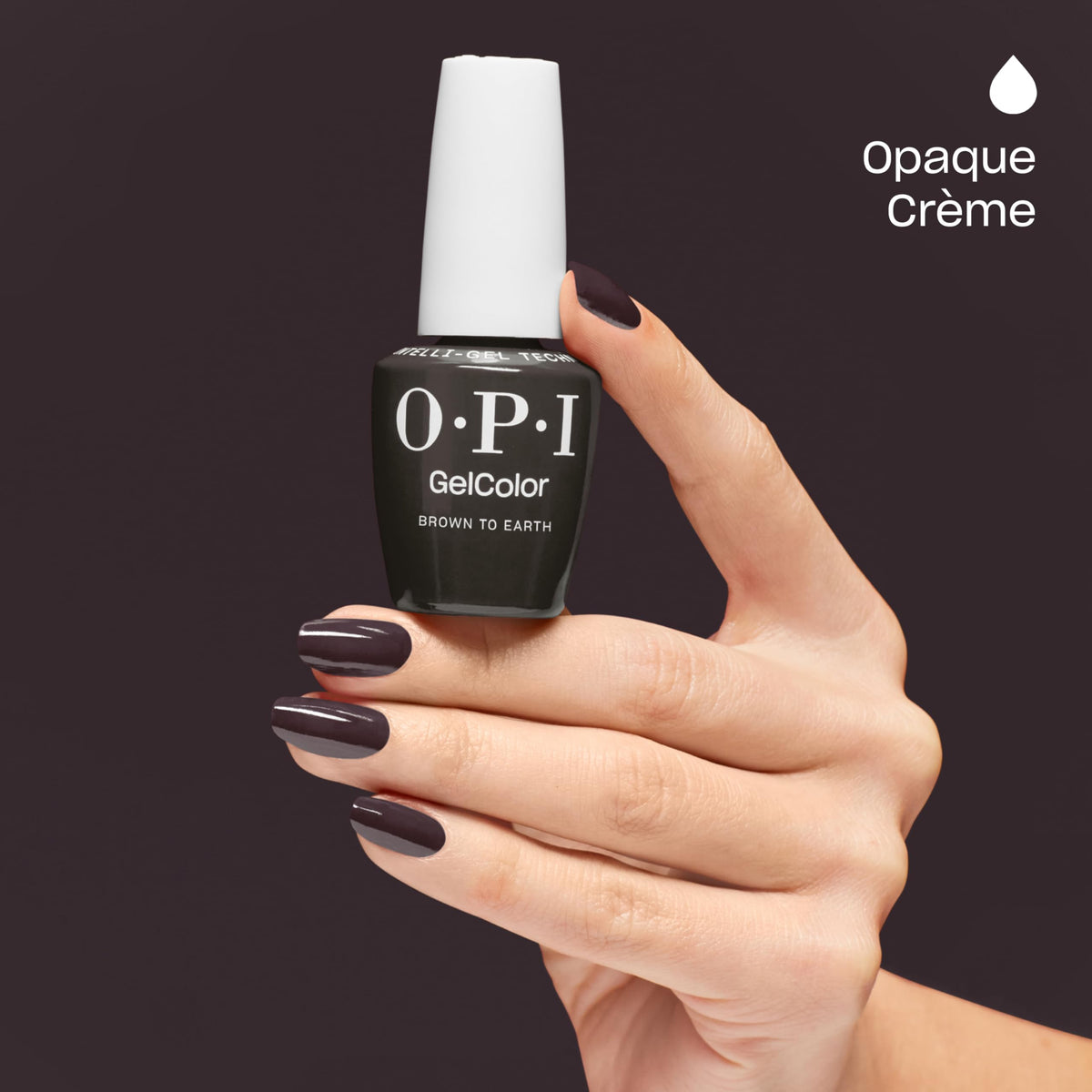 Swatch of OPI GelColor Gel Nail Polish Brown to Earth on nail