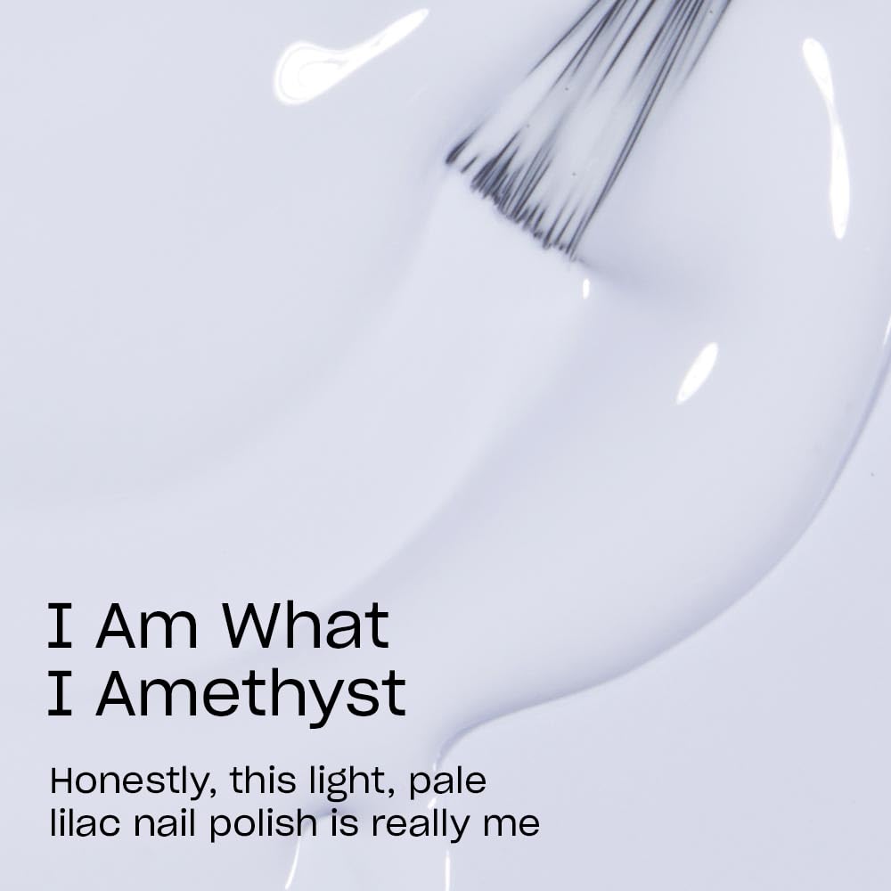 Swatch of OPI I Am What I Amethyst soft blue nail polish on nails