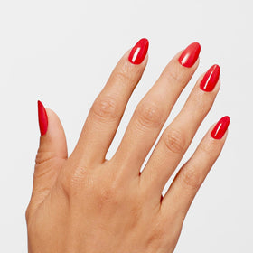 Swatch of OPI Infinite Shine Cajun Shrimp on nails