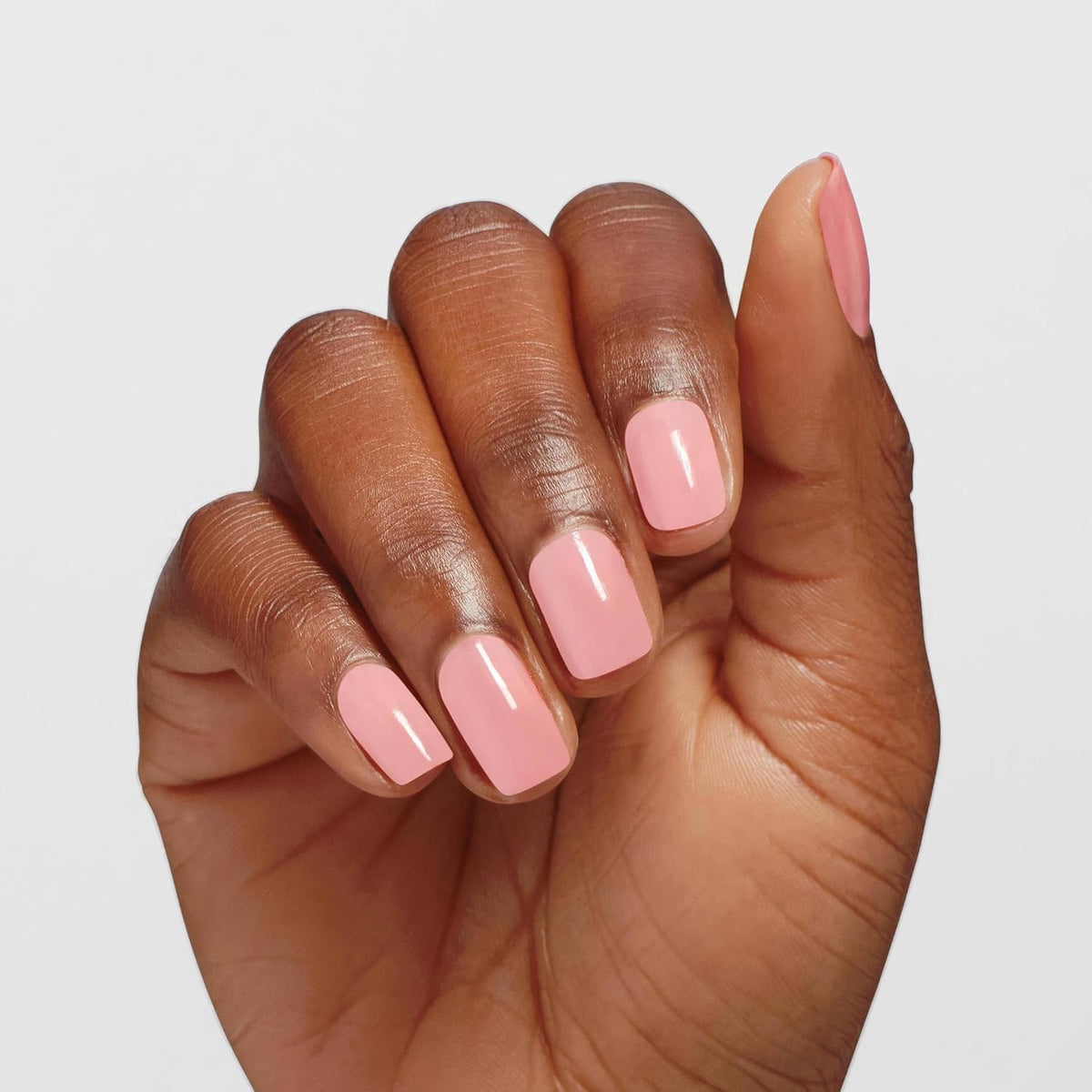 Swatch of OPI Infinite Shine Pretty Pink Perseveres Nail Polish on a nail