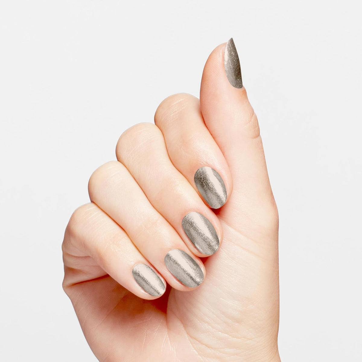 Swatch of OPI Infinite Shine Work From Chrome on nails