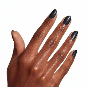 Swatch of OPI Nail Lacquer Cave the Way black nail polish on nails