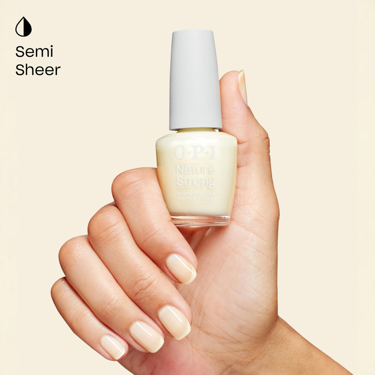 Swatch of OPI Nature Strong Cauliflower Power Nail Polish on nails