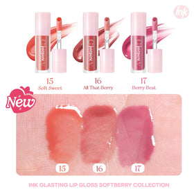 Swatch of Peripera Ink Glasting Lip Gloss 017 Berry Best on skin