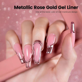Swatch of RARJSM Metallic Chrome Gel Liner on nail
