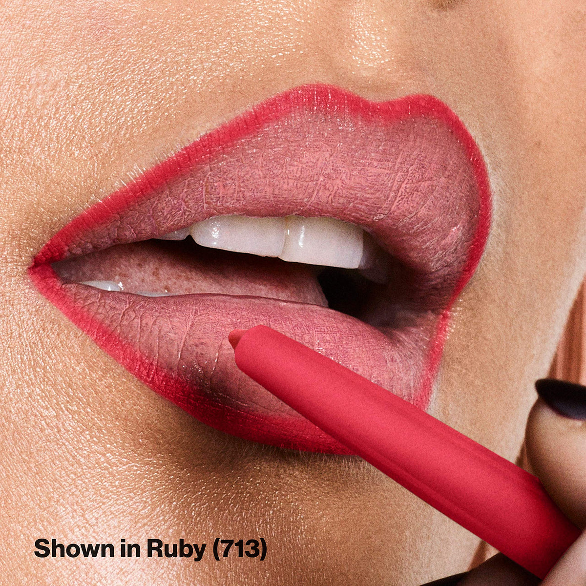 Swatch of REVLON ColorStay Longwear Lip Liner 713 Ruby on skin