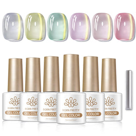 Swatches of Born Pretty Cat Magnetic Eye Gel Nail Polish colours
