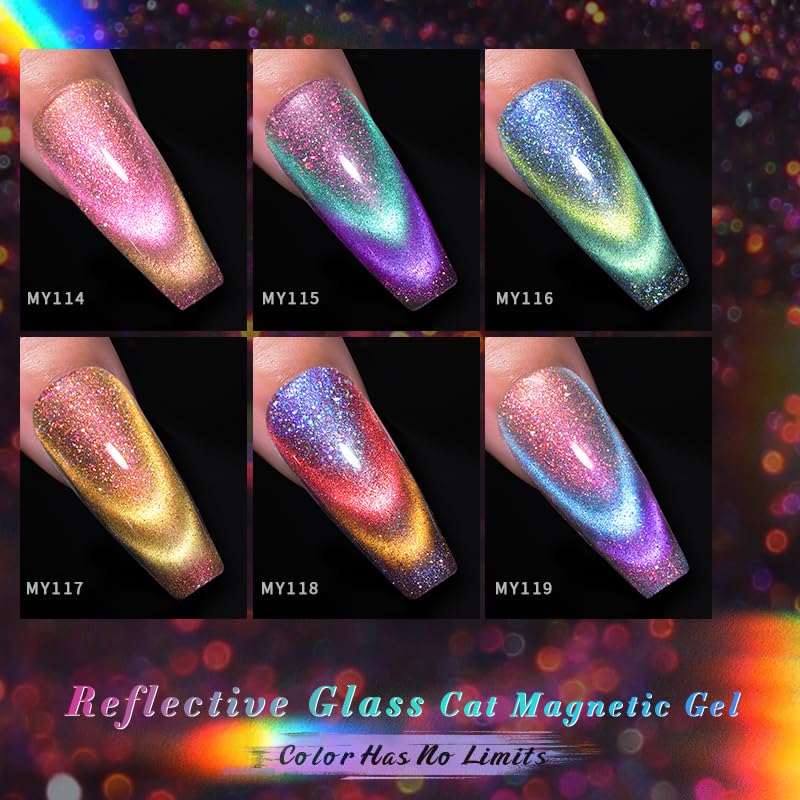 Swatches of Born Pretty Cat Magnetic Gel Nail Polish on nails