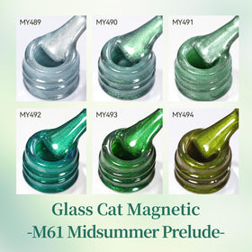 Swatches of Born Pretty Green Cat Magnetic Eye Gel Nail Polish on nails
