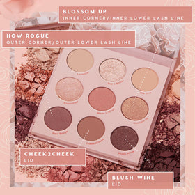 Swatches of ColourPop Blush Crush Eyeshadow Palette on skin