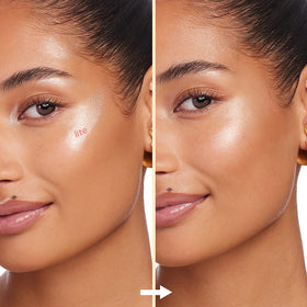 Swatches of ColourPop bronzer and highlighter on skin