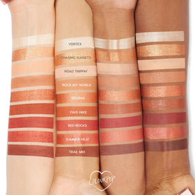 Swatches of ColourPop Rock On Eyeshadow Palette shades on skin