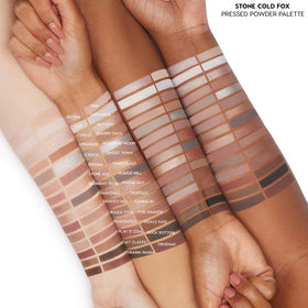 Swatches of ColourPop Stone Cold Fox Eyeshadow Palette on skin
