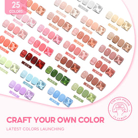Swatches of COSCELIA Jelly Gel Polishes on nails