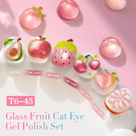 Swatches of Double Rhythm Cat Eye Gel Nail Polish colours