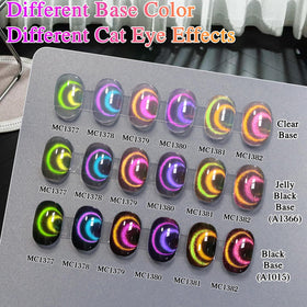 Swatches of Double Rhythm Cat Eye Gel Nail Polish colours