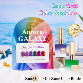 Swatches of Double Rhythm Cat Eye Gel Nail Polish colours