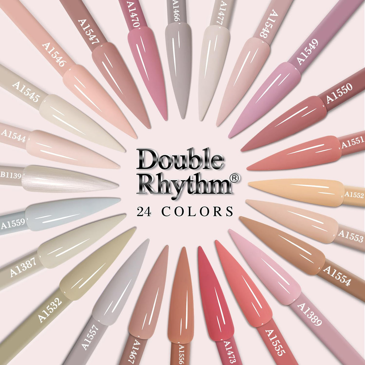 Swatches of Double Rhythm gel nail polish on nails