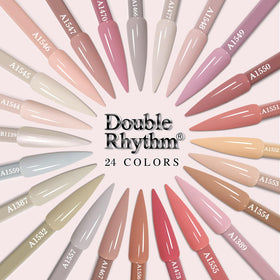 Swatches of Double Rhythm gel nail polish on nails