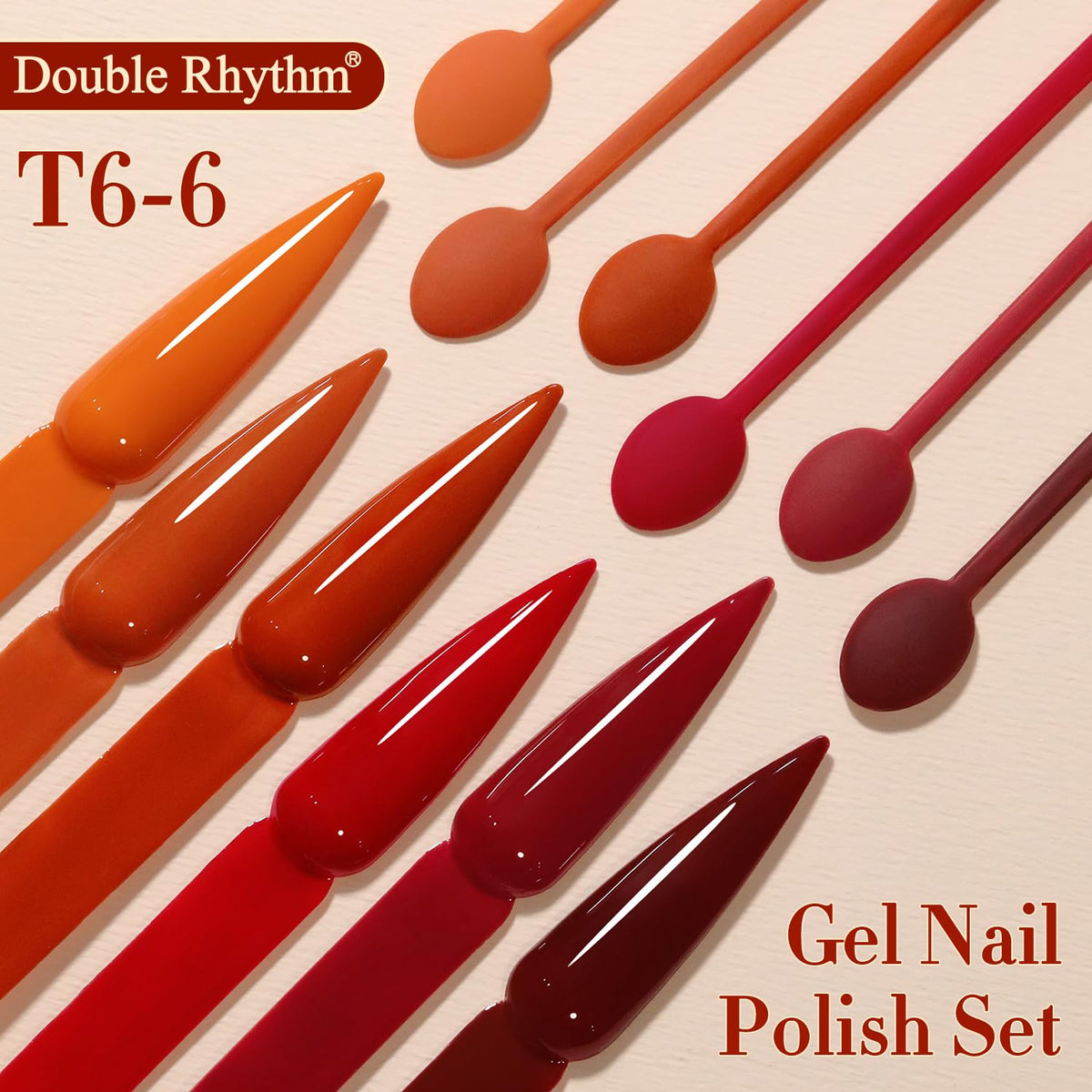 Swatches of Double Rhythm Gel Polish colours on nails