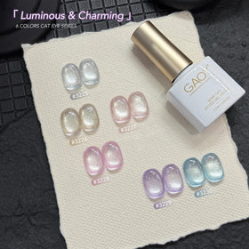 Swatches of GAOY cat eye gel polish colours on nails